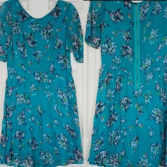 Ella Moss Citrus Floral Dress Teal Green Size M - Picture 4 of 9